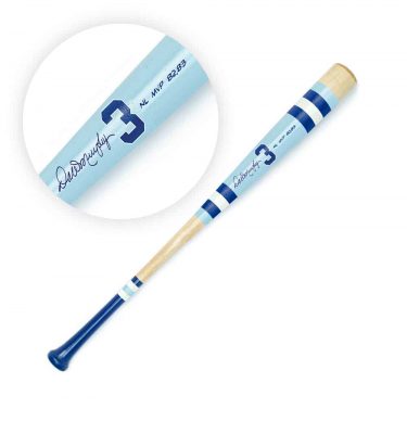 Custom number 3 signed bat - blue